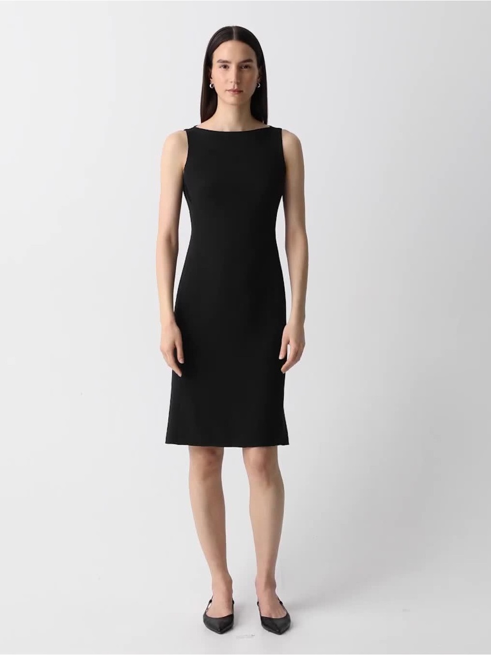 Theory Black Sleeveless Midi Sheath Dress